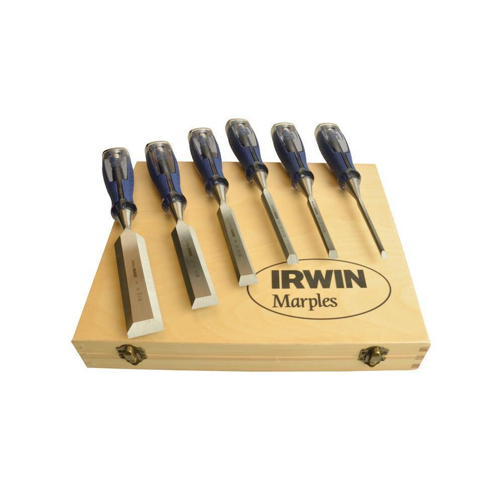 Irwin Chisel Set Marples M750 6pc Bevel Edge Split Proof In Case 10503428