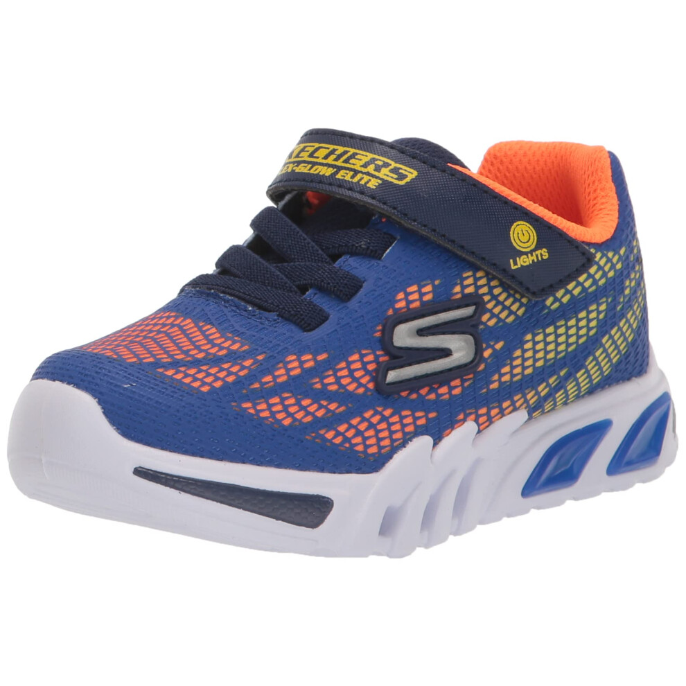 Skechers Boy's Flex-Glow Elite-Vorlo Sneaker  Royal/Orange  4 Big Kid