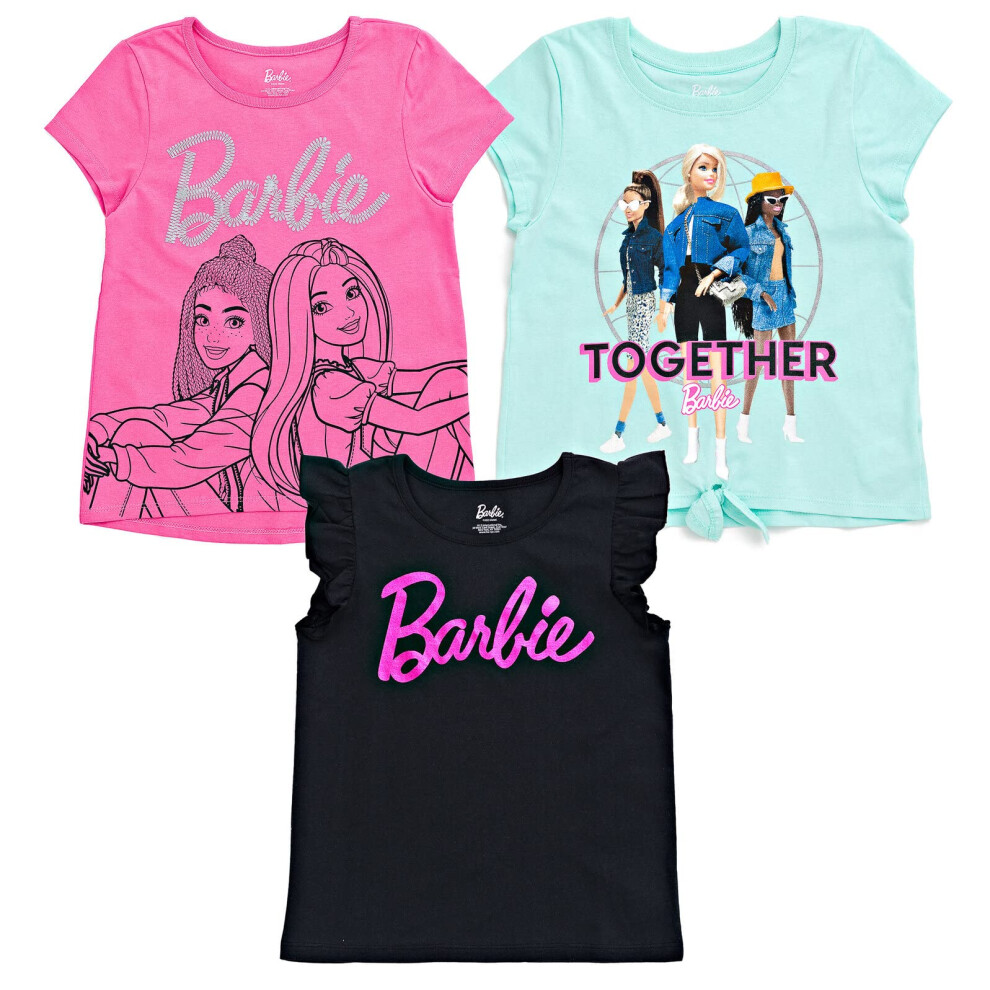 Barbie Big Girls 3 Pack T-Shirts Blue/Pink/Black 14-16