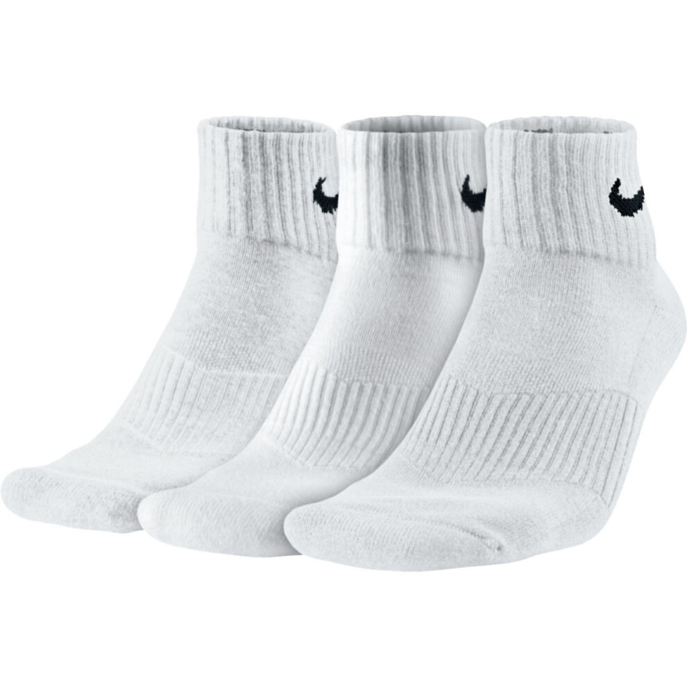 NIKE Unisex Performance Cushion Quarter Training Socks (3 Pairs)  Whit