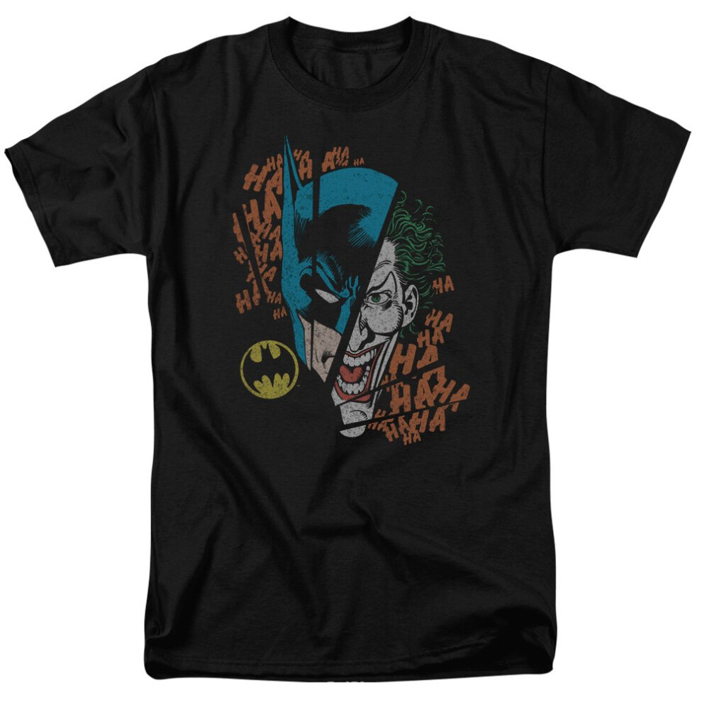 DC Comics Men's Joker Short Sleeve T-Shirt  Broken Black  Large