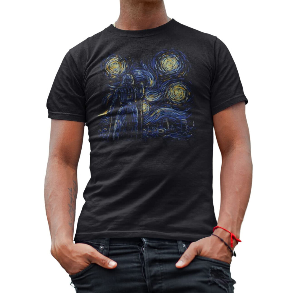 STAR WARS Starry Vader Van Gogh Disney Camiseta Camisa para Hombre Adu