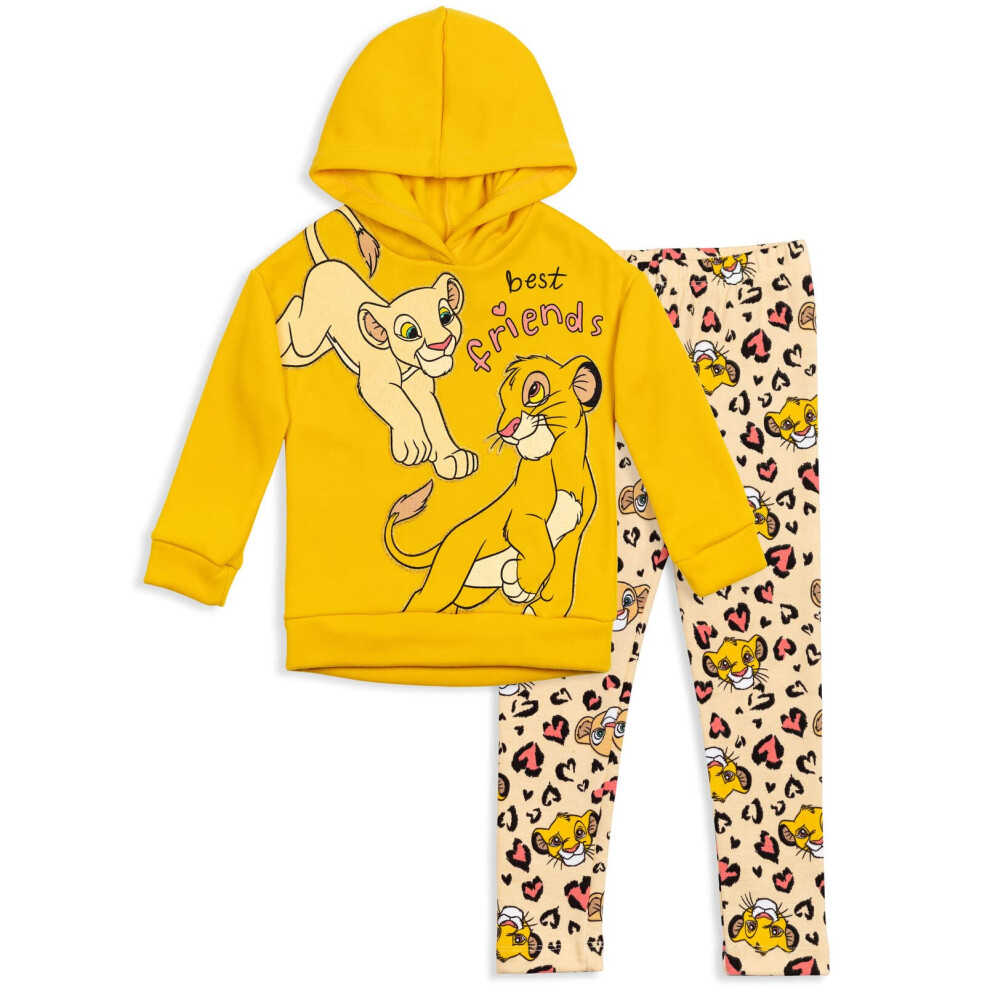 Disney Lion King Simba Nala Little Girls Pullover Fleece Hoodie and Le