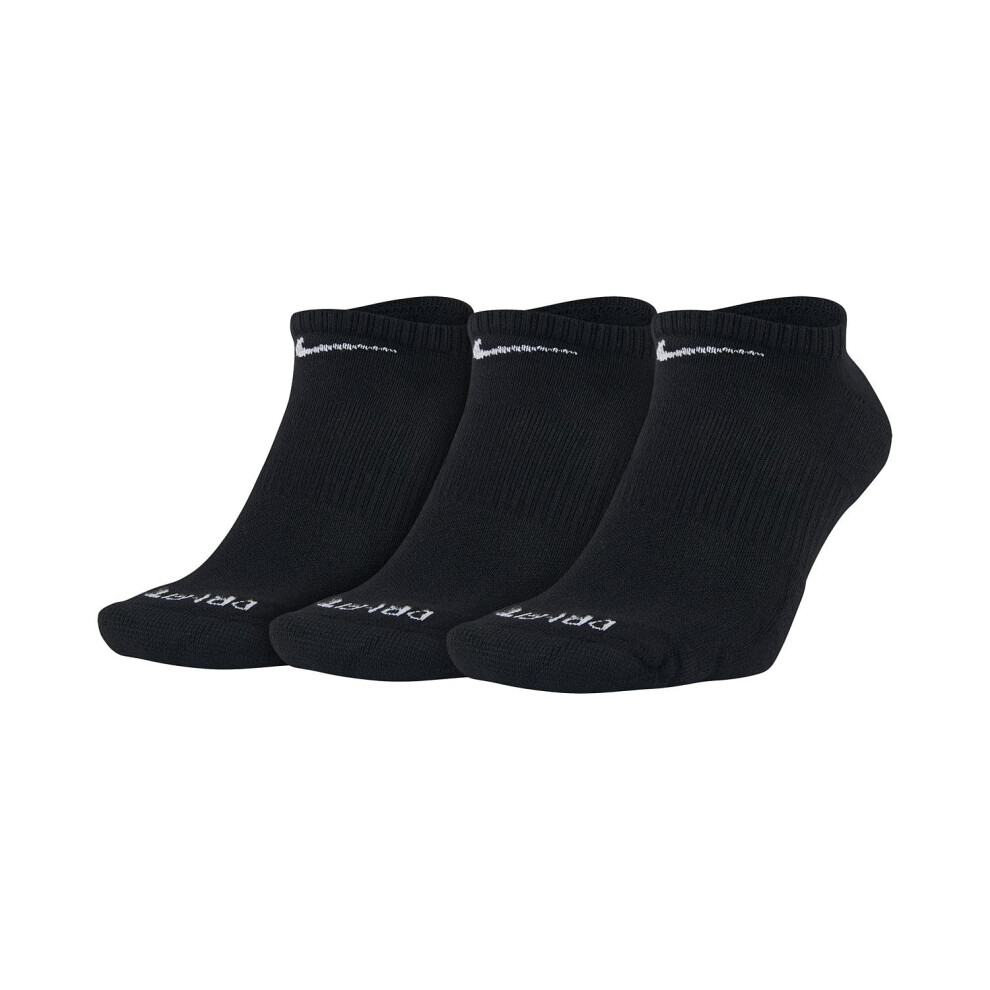 Nike Everyday Plus Cushion No-Show Socks 3-Pack (Black/White  Large)