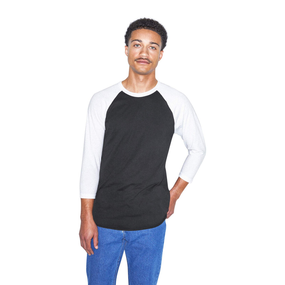 American Apparel Men's 50/50 Raglan 3/4 Sleeve T-Shirt  2-Pack  Black/