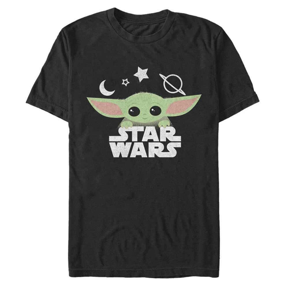 Star Wars Men's The Mandalorian Star Child T-Shirt  Black  X-Large