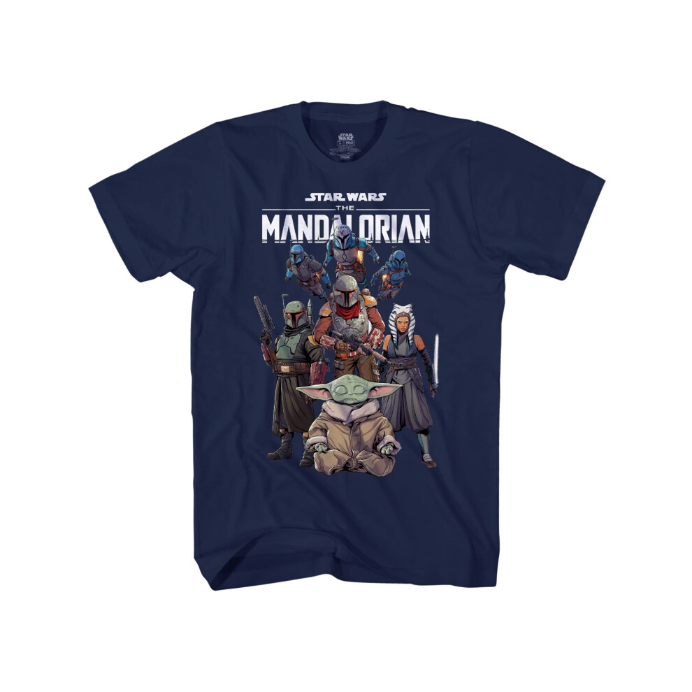 STAR WARS Mandalorian Squad and Grogu Shirt Navy-Small