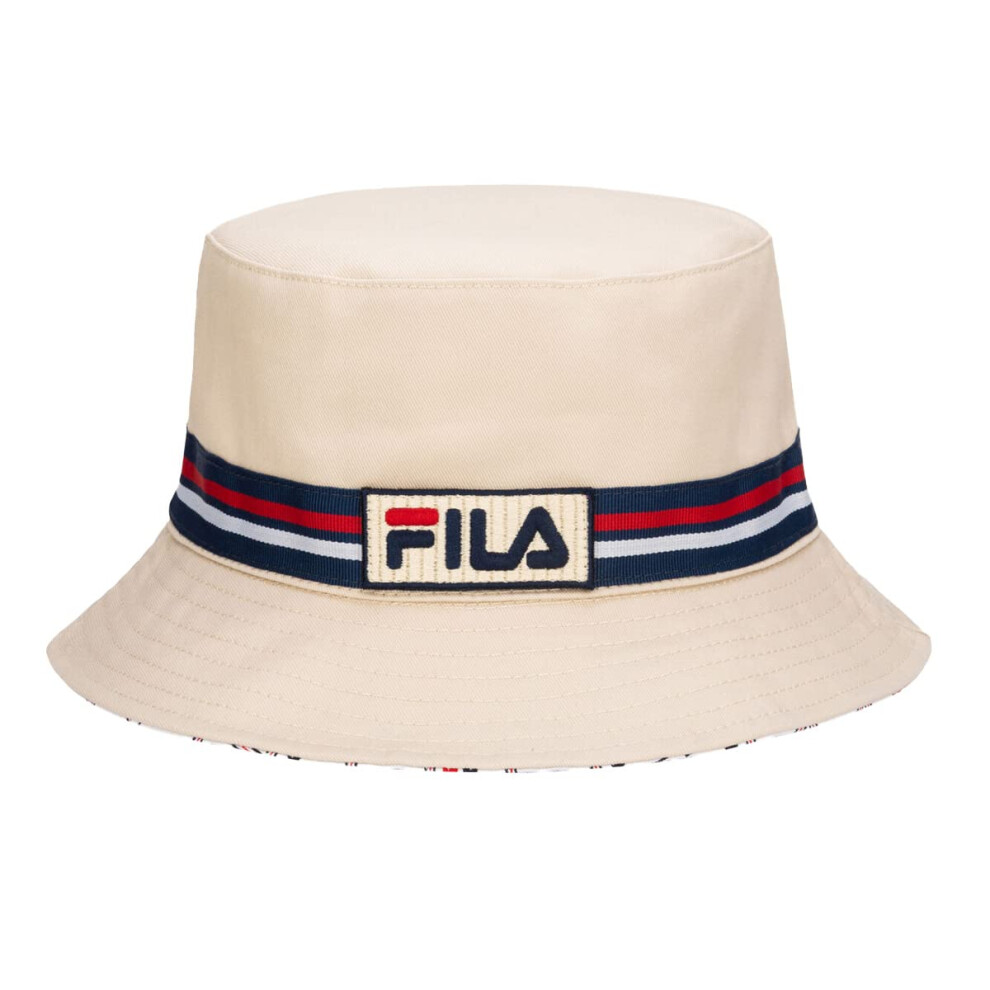 Fila Unisex Cotton Twill Reversible Bucket Hat (Gardenia)