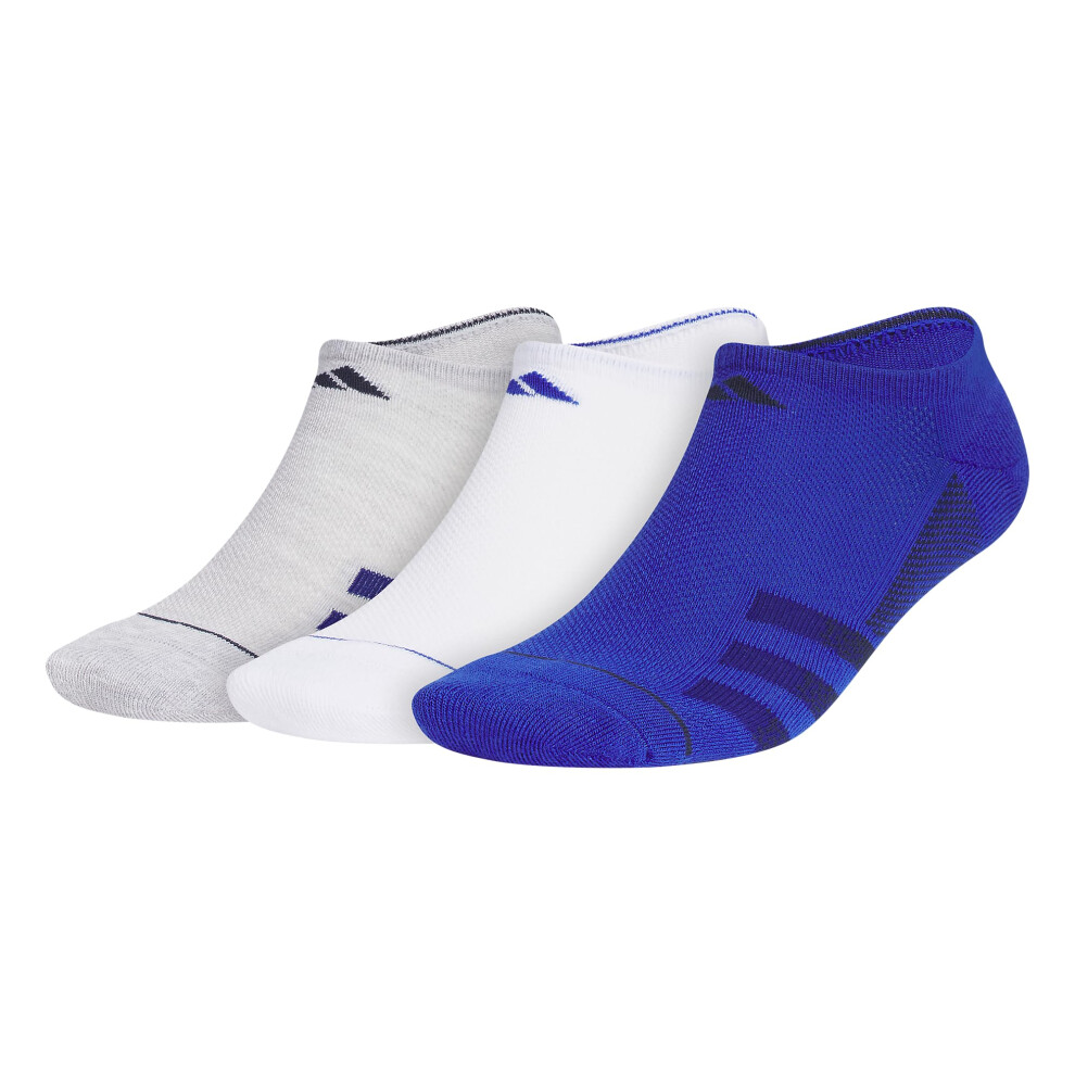 adidas Men's Superlite Stripe 3 No Show Socks (3-Pair)  Semi Lucid Blu