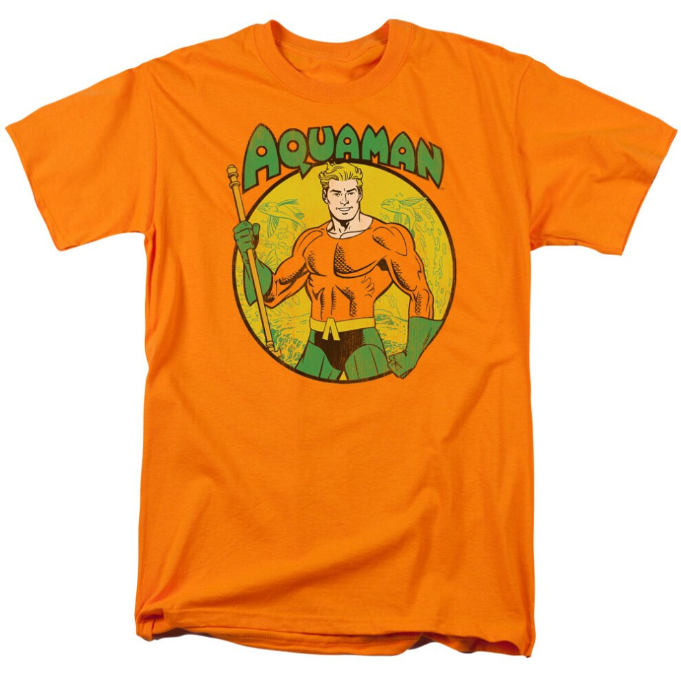 DC Comics Men's Aquaman Short Sleeve T-Shirt  Aqua Orange  X-Large