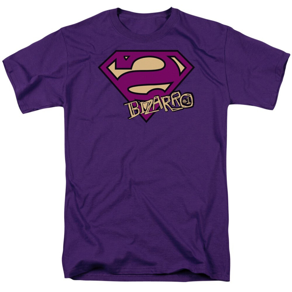 DC Comics Superman Bizarro Shield and Scrawl T-Shirt- Medium Purple