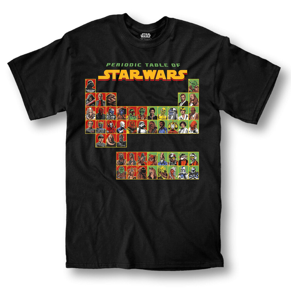 STAR WARS Periodic Table Adult T-Shirt Large Black