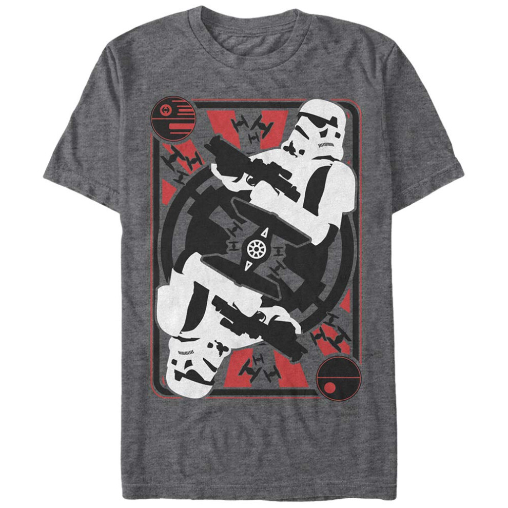 STAR WARS Men's Stormtrooper Death Star Card T-Shirt - Charcoal Heathe