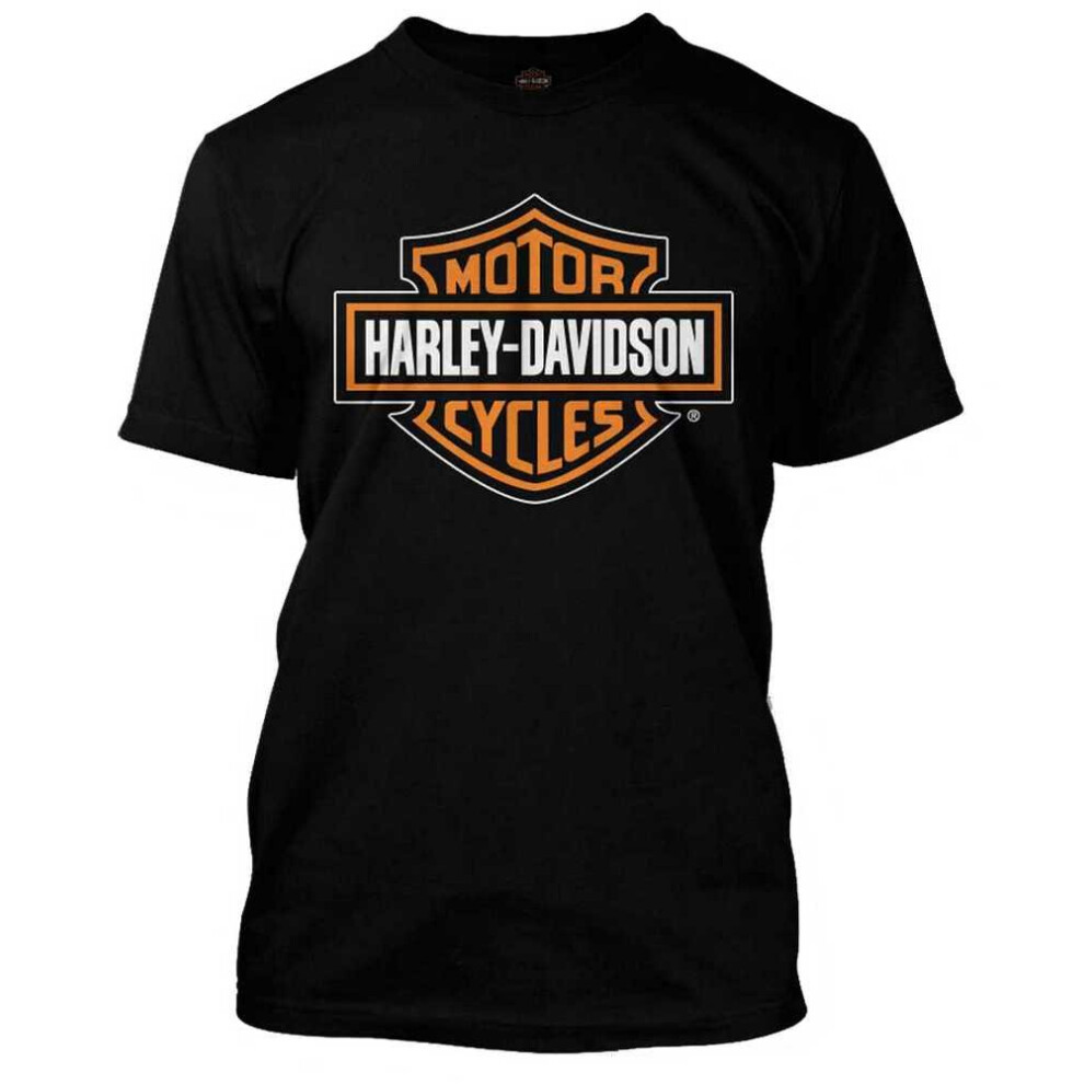 Harley-Davidson Men's Orange Bar & Shield Black T-Shirt 30290591 (M)