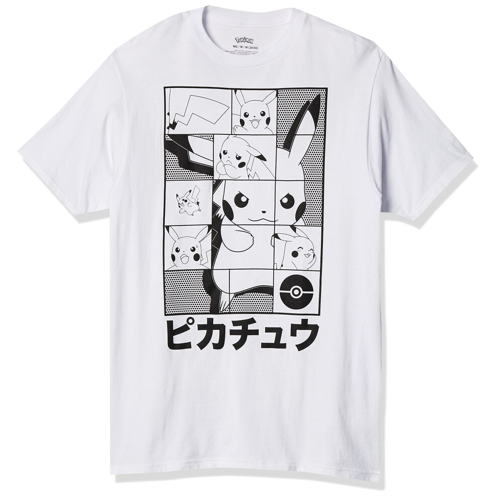 Pokemon Unisex Adult Pok?mon Pikachu Japanese Puzzle Power T-Shirt  Wh