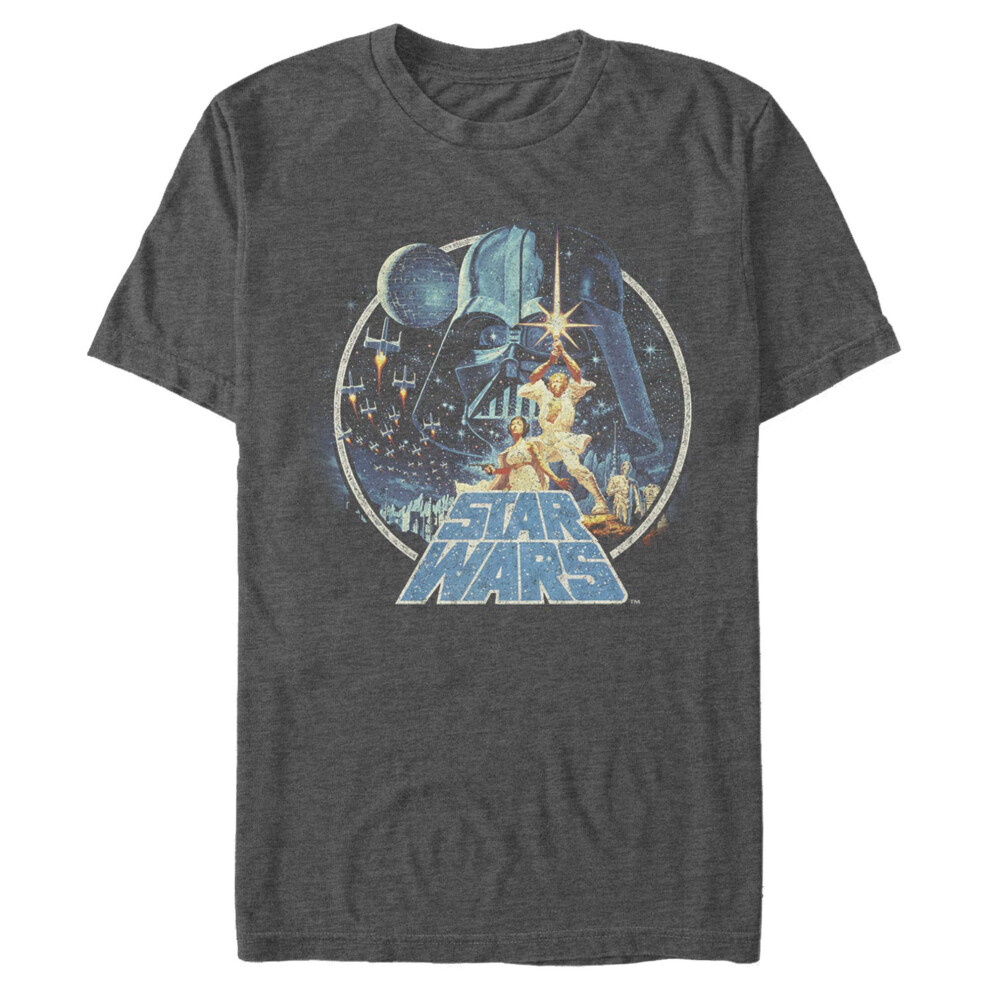 Star Wars Young Men's Vintage Victory T-Shirt  Charcoal Heather  Large