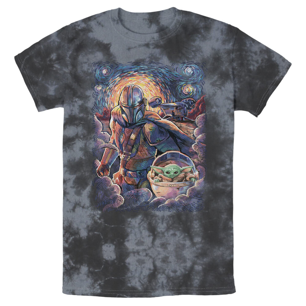 Men's Star Wars: The Mandalorian Starry Night Best Friend Portrait T-S