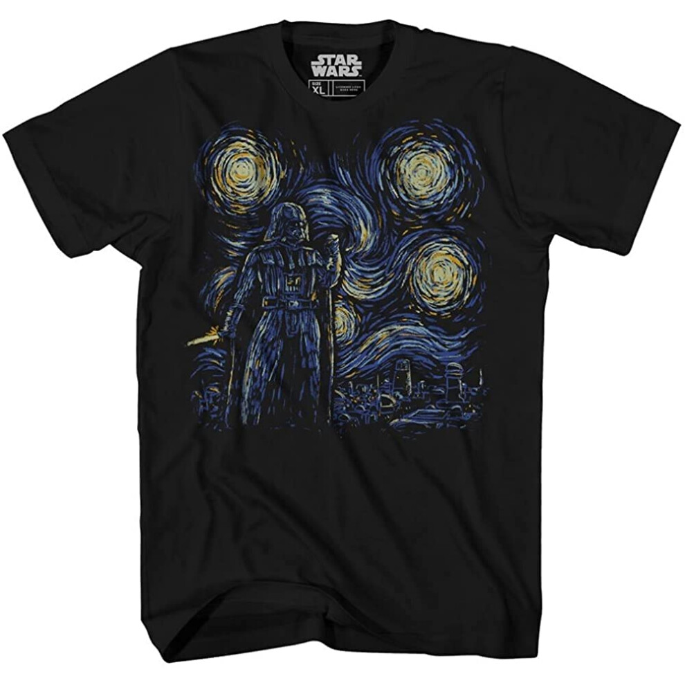 STAR WARS Starry Vader Men's Adult Graphic T-Shirt (Premium Black  X-L