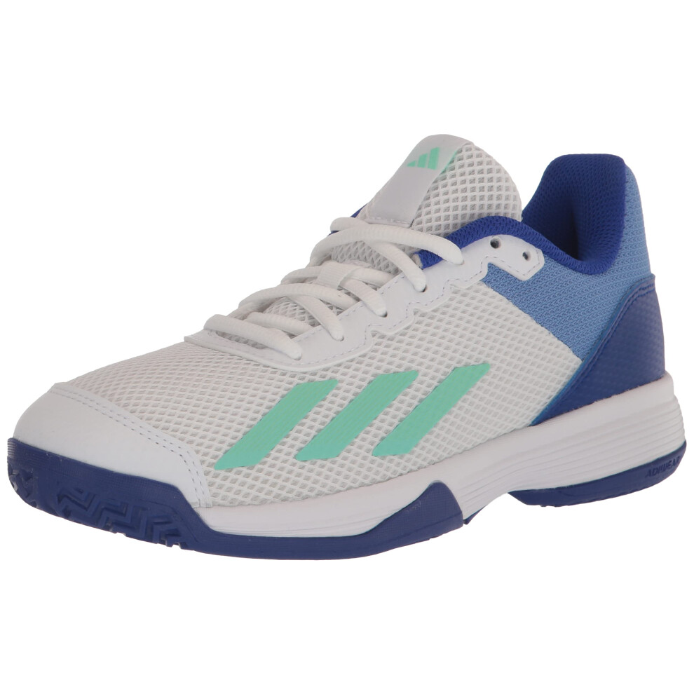 adidas Courtflash Tennis Shoe  White/Pulse Mint/Lucid Blue  1.5 US Uni