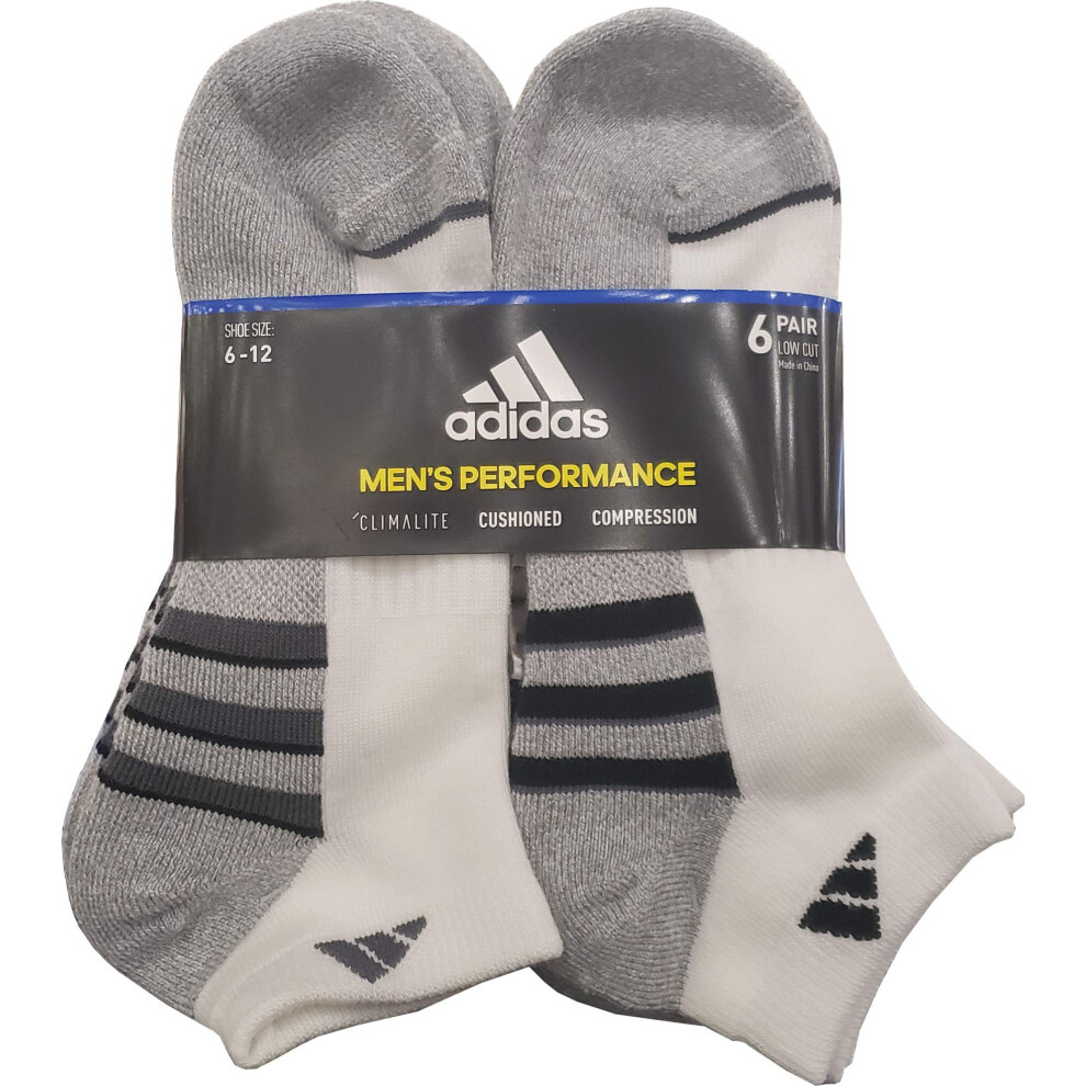 Adidas Men's Low Cut Sock (6 Pair)  6Count  Fits Shoe Size 6-12  White