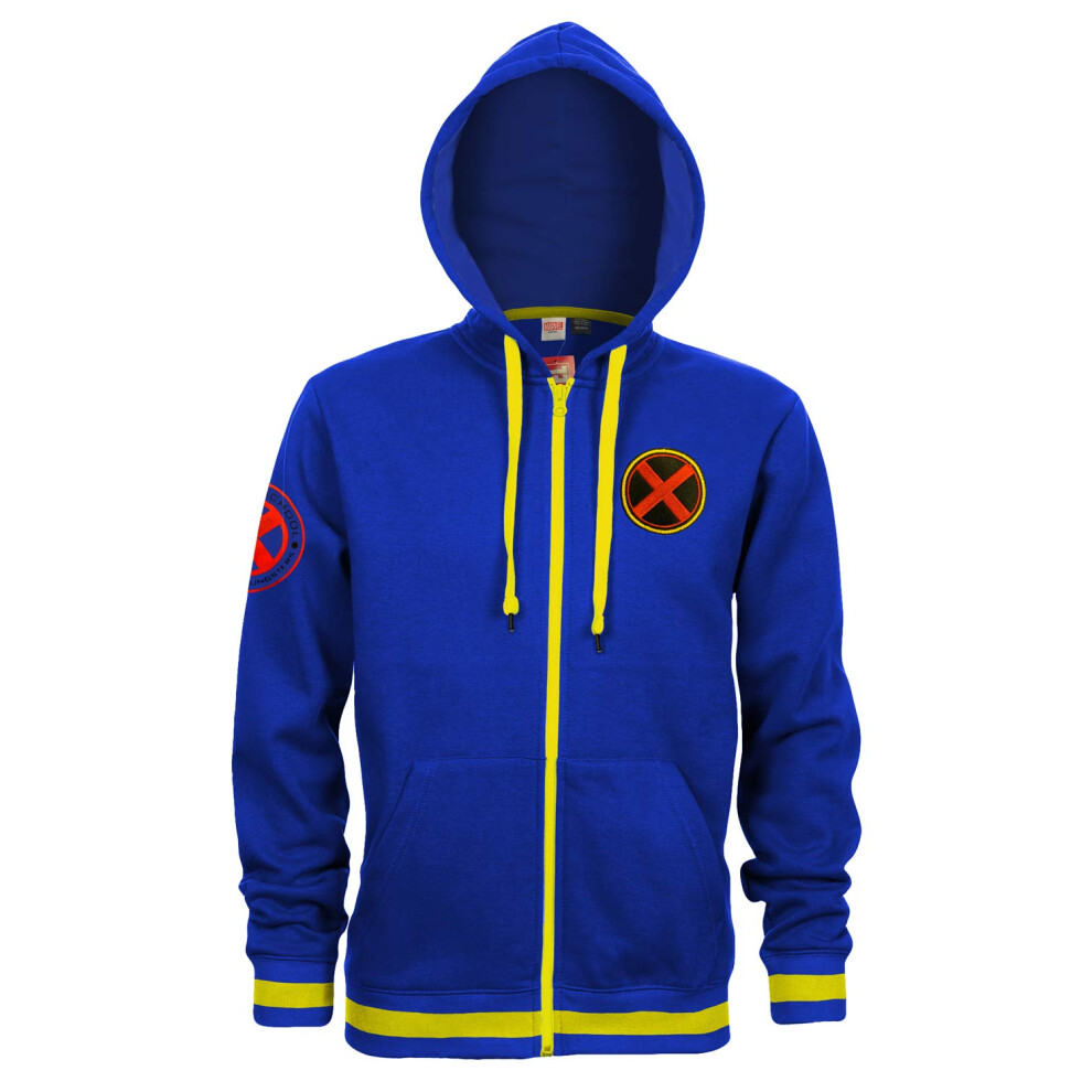 Marvel X-Men 90s Hoodies for Men Full Zip up Blue Hoodie Comics Hooded