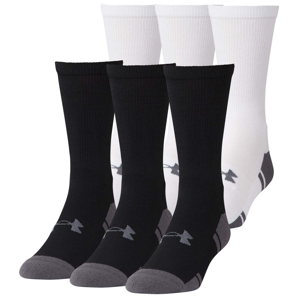 Under Armour Adult Resistor 3.0 Crew Socks  Black/White (6-Pairs)  Lar