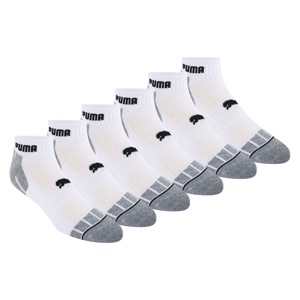 PUMA mens PUMA Men s 6 Pack Quarter Crew Socks  White/Grey/Black Detai