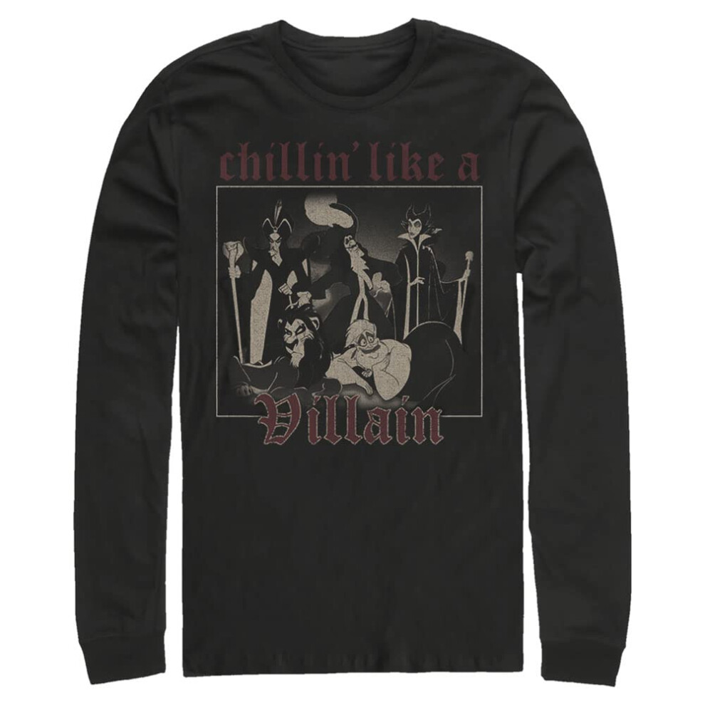 Disney Big & Tall Villain Chill Men's Tops Long Sleeve Tee Shirt  Blac