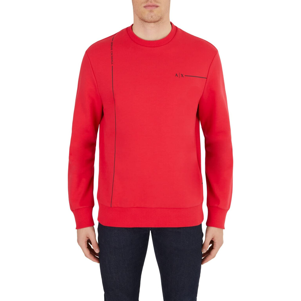 Armani Exchange Men's Organic Cotton Linear Graphic Crewneck Sweatshir