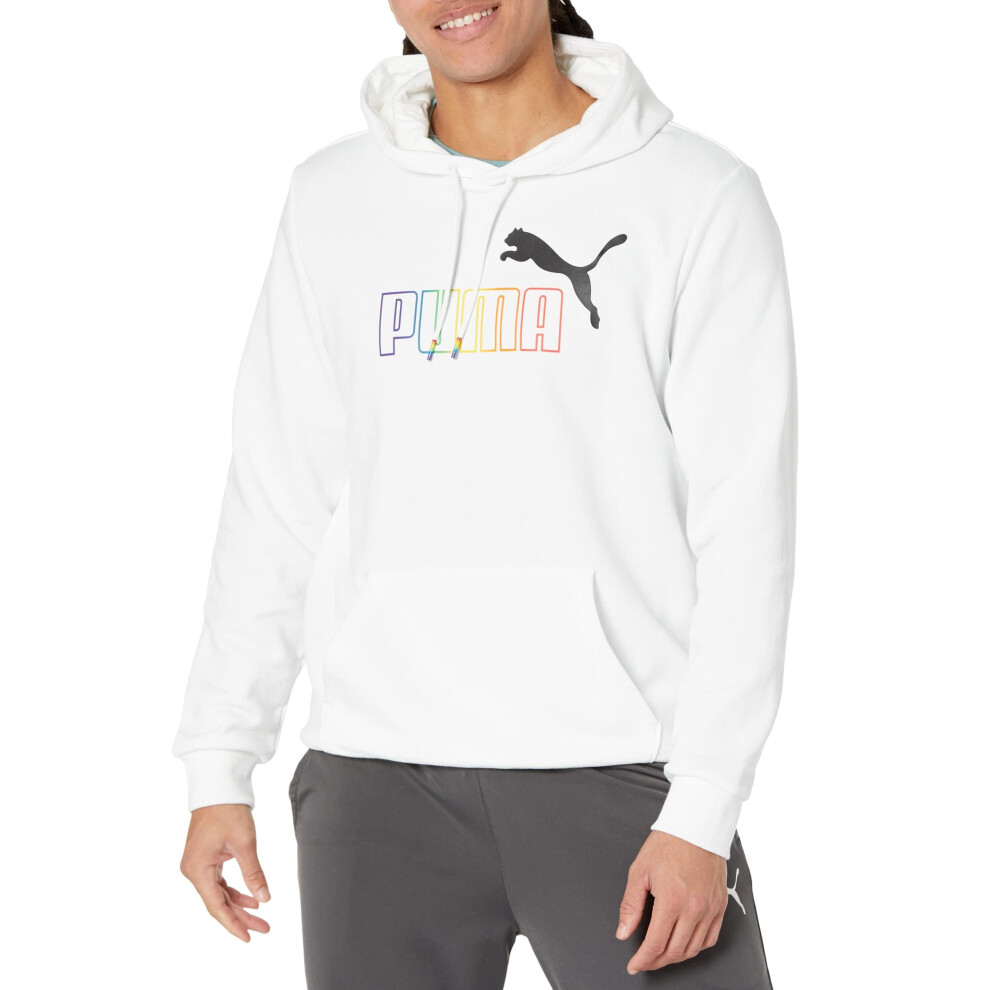 PUMA Men's Essentials+ Rainbow Hoodie  White  X-Large