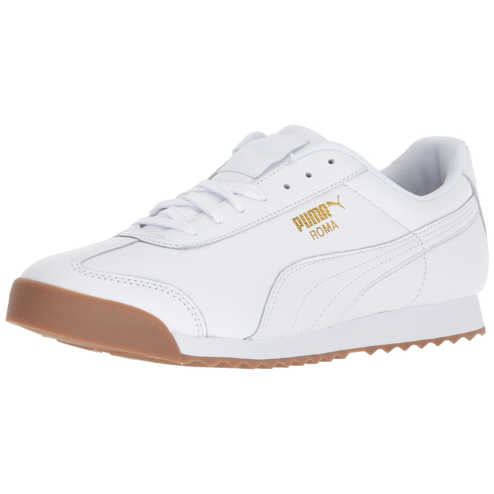 PUMA Men's ROMA CLASSIC GUM Sneaker  Puma White-Puma Team Gold  10