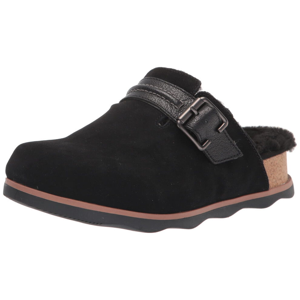 Clarks Brynn Slide Clog  Black Suede  8 Medium