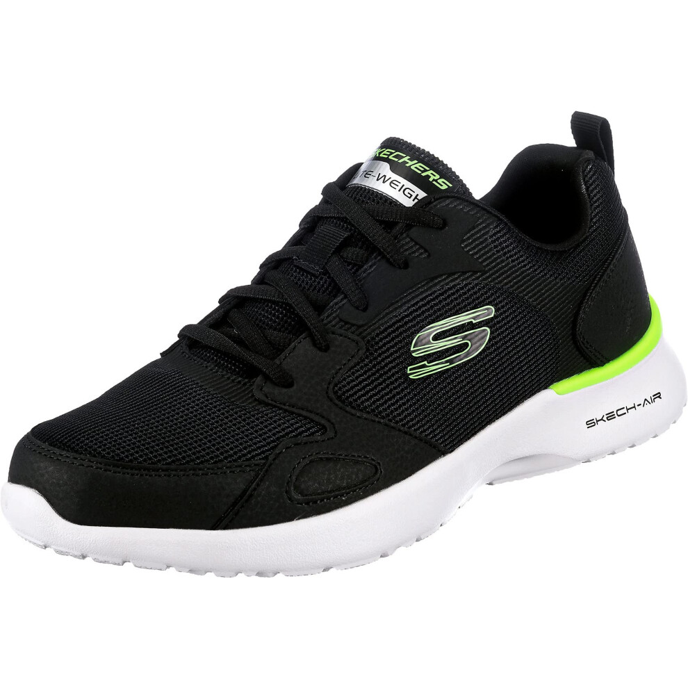 Skechers Men's Sneaker  Black Synthetic Textile Lime Trim  14