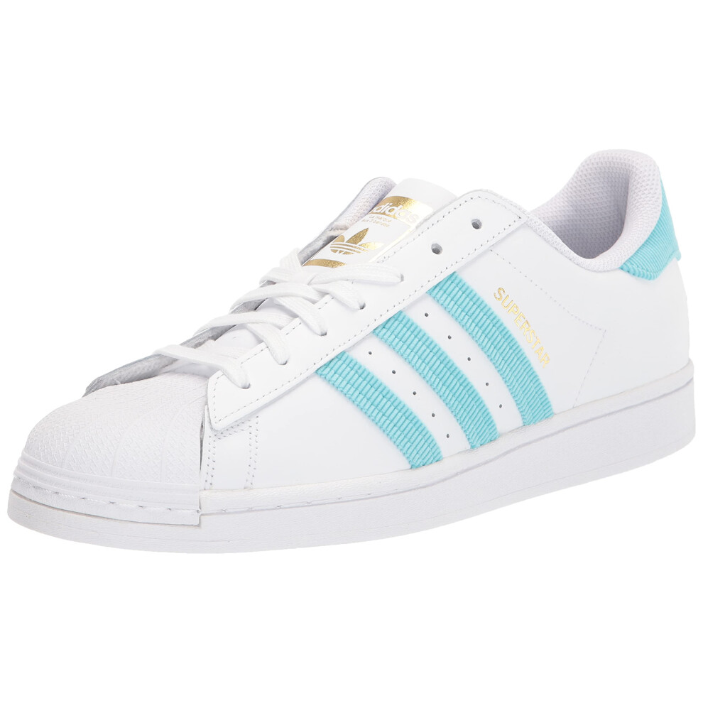 adidas Originals Men's Superstar Sneaker  Pulse Aqua/White/Gold Metall