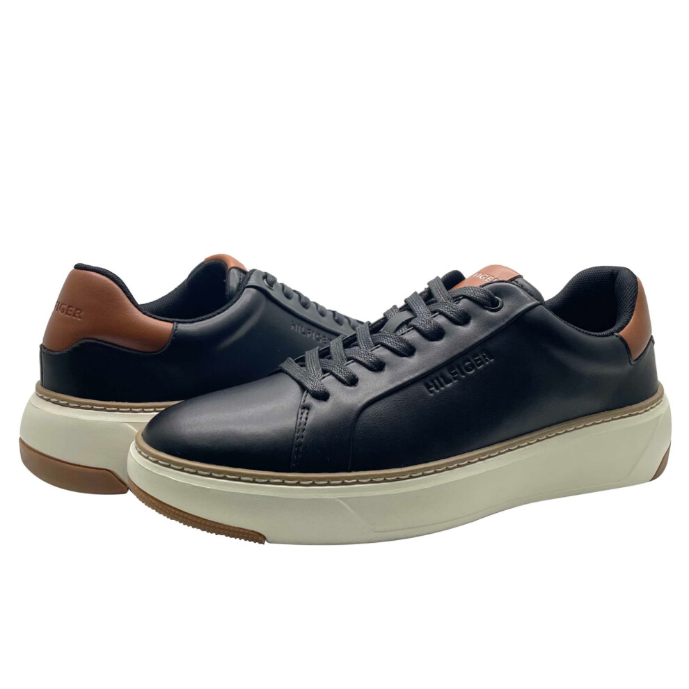 Tommy Hilfiger Men's Hines Sneaker  Black/Cognac 001  10M