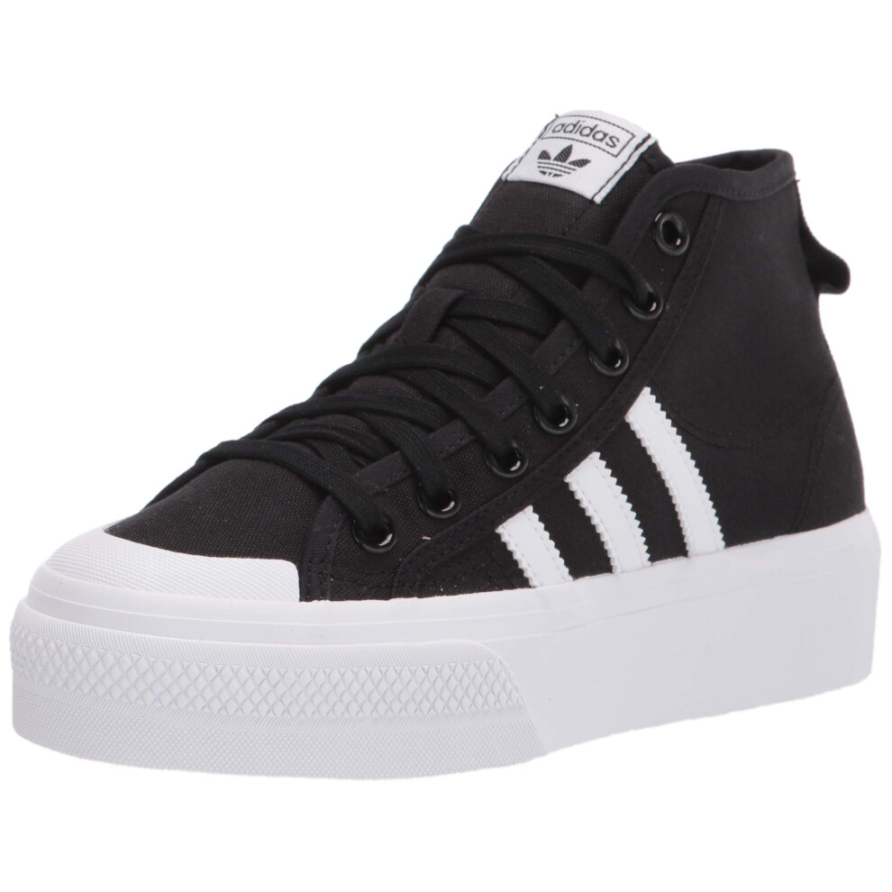 adidas Originals Women's Nizza Platform Mid Sneaker  Black/White/White