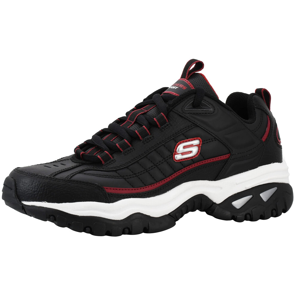 Skechers Men's Energy Afterburn Lace-Up Black/Silver/Red Sneaker 8 W U