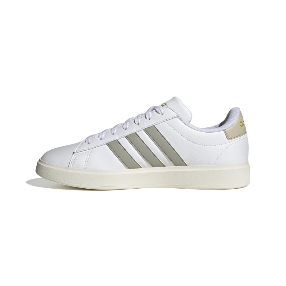 adidas Men's Grand Court 2.0 Sneaker  White/Silver Pebble/Wonder Beige