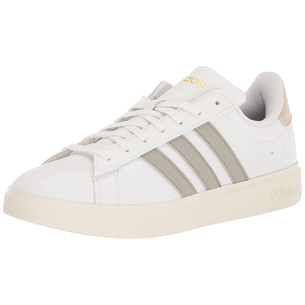 adidas Men's Grand Court 2.0 Sneaker  White/Silver Pebble/Wonder Beige