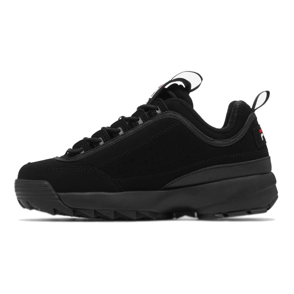 Fila Men's Strada Disruptor fashion sneakers  Black/White/Vin Red  7.5