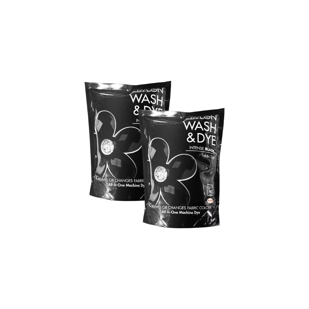 Dylon Wash & Dye Fabric Dye, Intense Black, 2 Packs of 350g