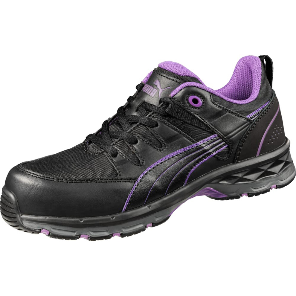 PUMA Women's Stepper Low Industrial Shoe  Black-Purple  6.5