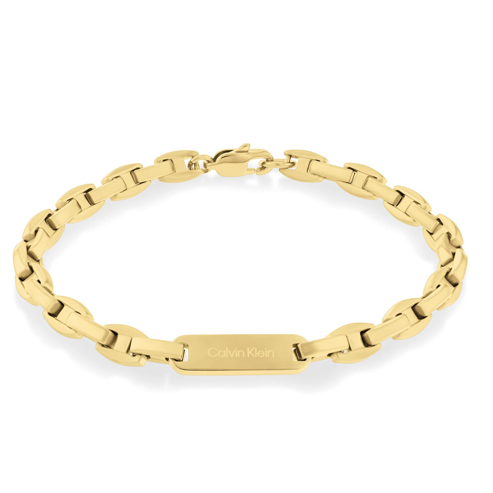 Calvin Klein Jewelry Men's Ionic Plated Thin Gold Steel Chain Bracelet