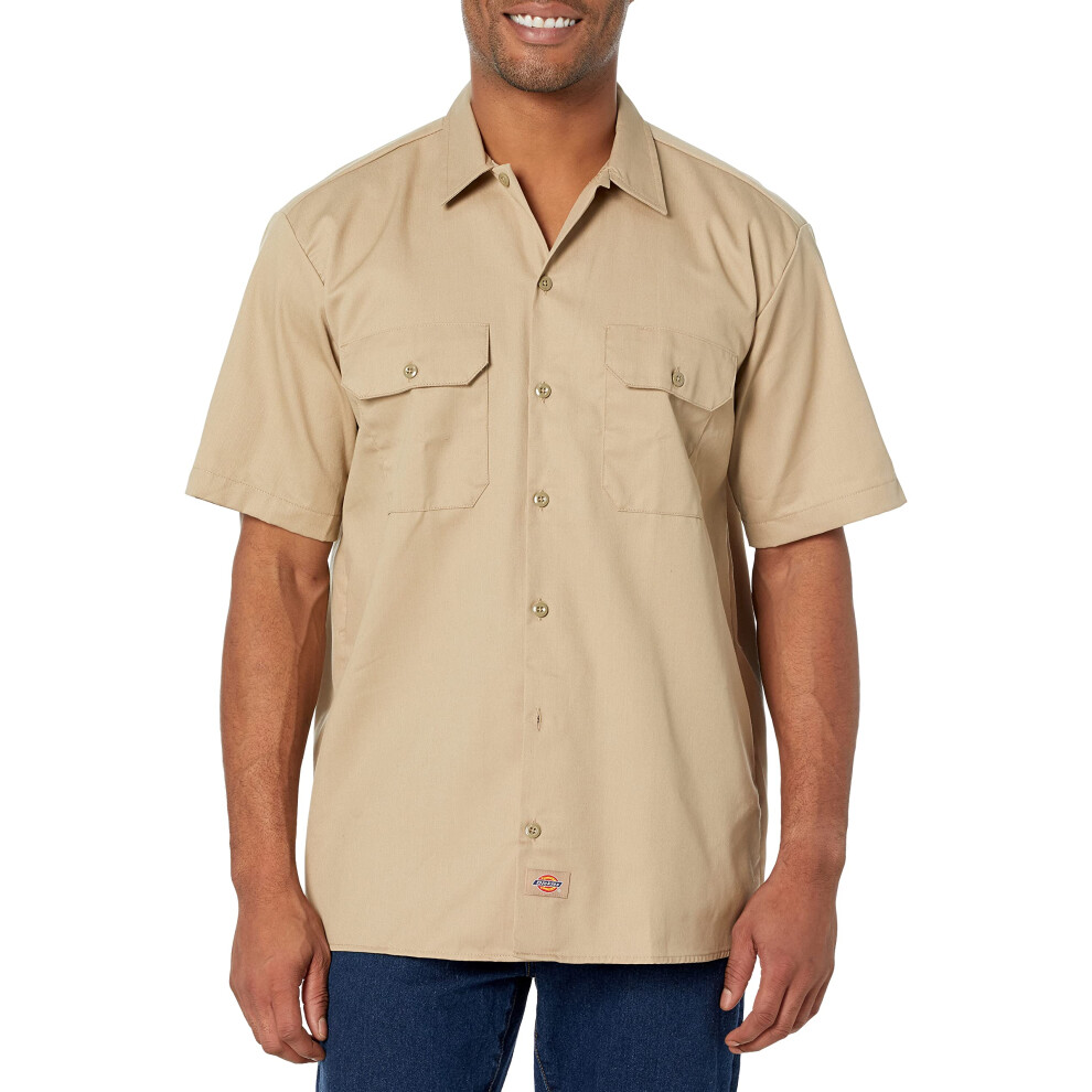 Dickies mens Short-sleeve Work Button Down Shirt  Khaki  4X-Large Big