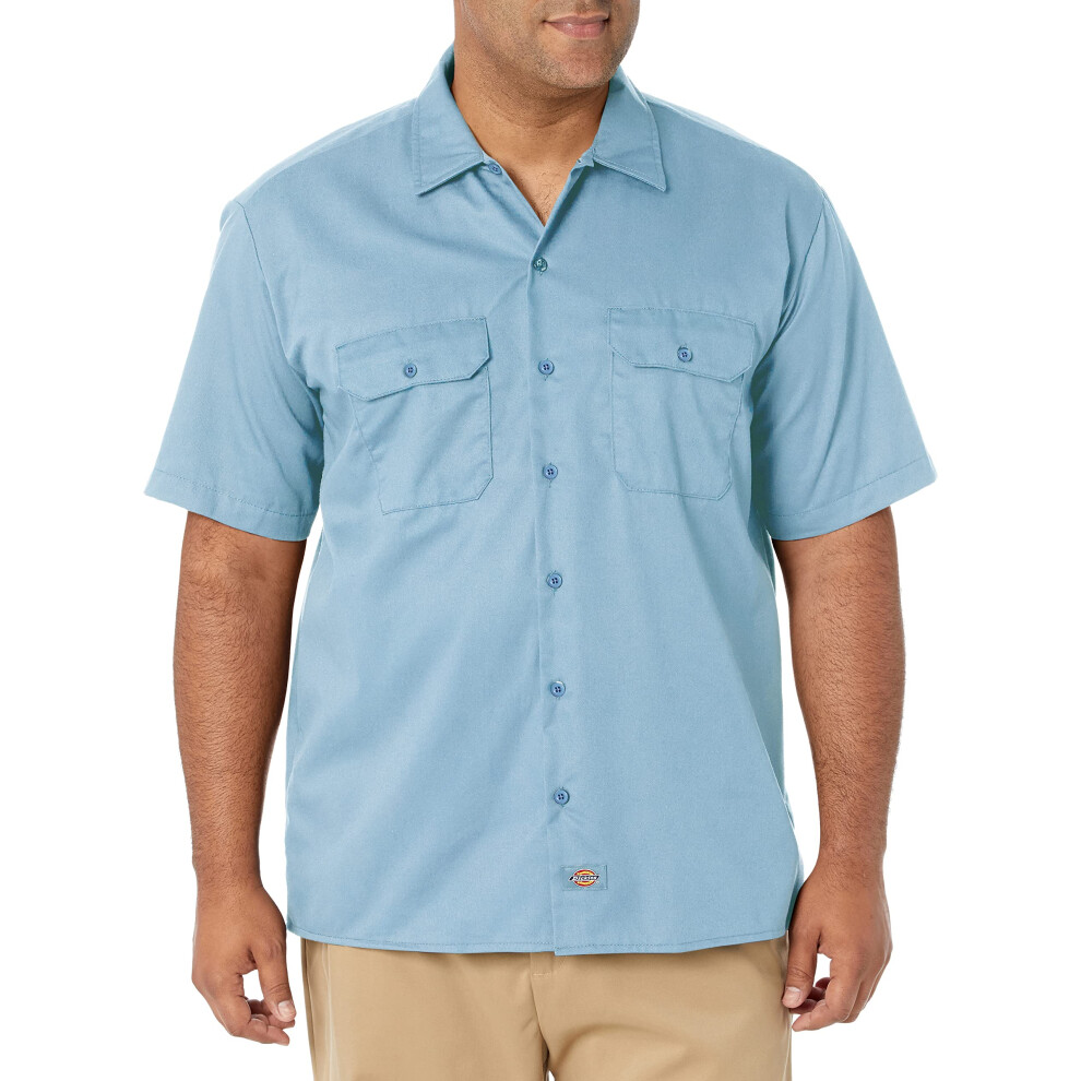 Dickies Men's Big-Tall Short-Sleeve Work Shirt Light Blue 3X