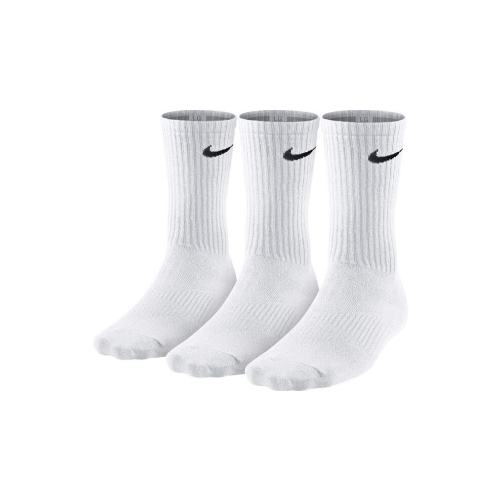 Nike Men's Cotton Cushion Crew Socks 3 Pack  White  Large