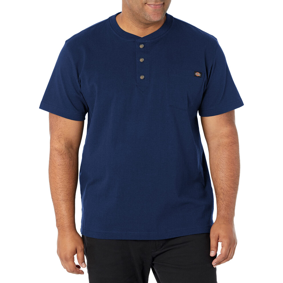 Dickies Men's Heavyweight Henley  Deep Blue  X-Large