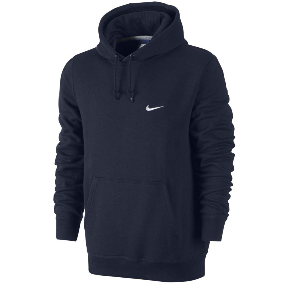 Nike New Men's Club Hoodie-Swoosh Dark Obsidian/White Medium