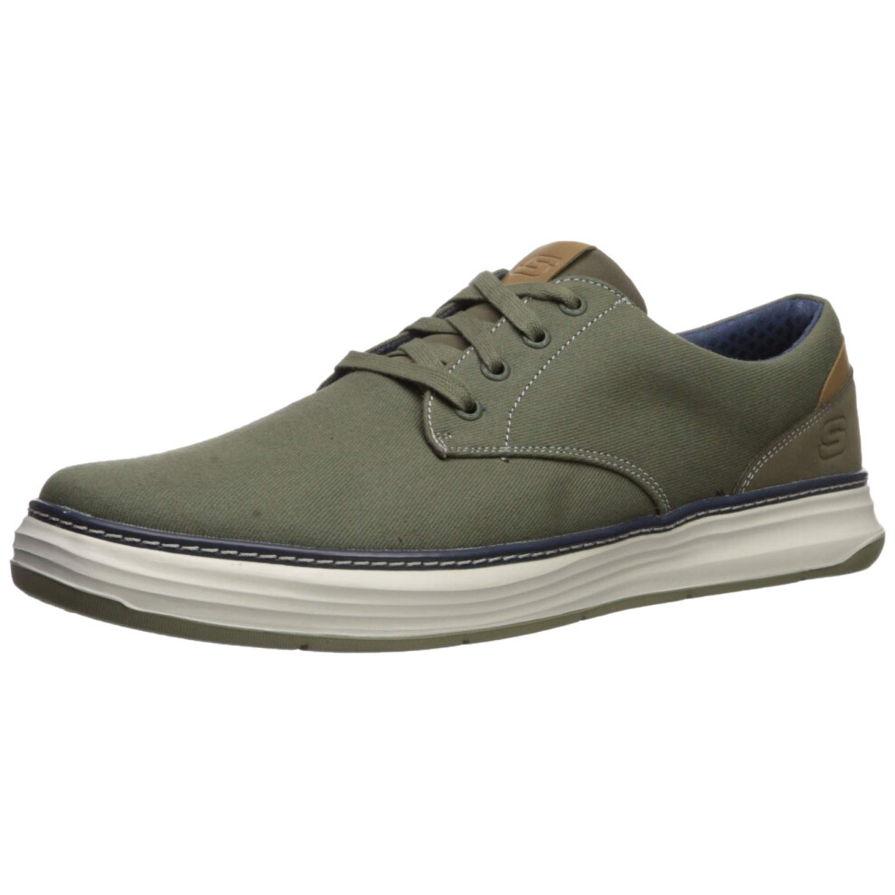 Skechers Men's Moreno Canvas Oxford Shoe  Olive  8.5 Medium US