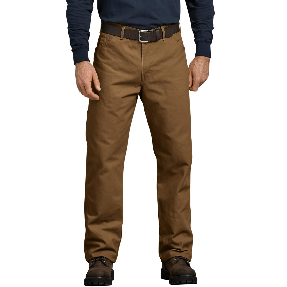 Dickies Men's Relaxed Fit Straight-Leg Duck Carpenter Jean  Brown Duck